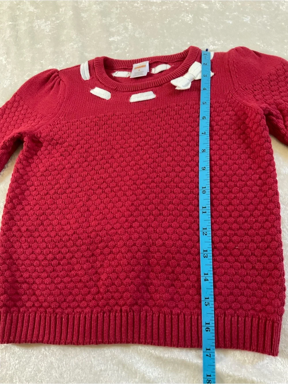 Gymboree Red Knit Sweater with White Bow Trim Size 6